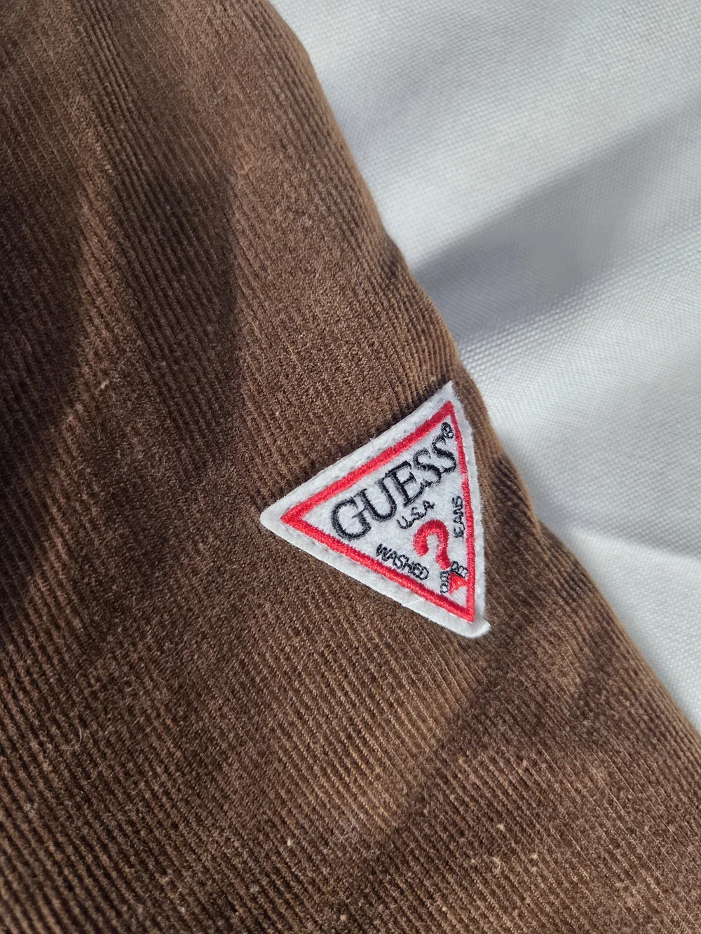 Guess Sherpa Lined Corduroy Trucker Jacket Brown Men's Small